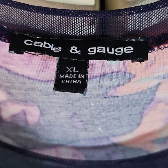 Midi Dress Sheer Scoop Neck and Hem Multicolor Size XL - Picture 2 of 5